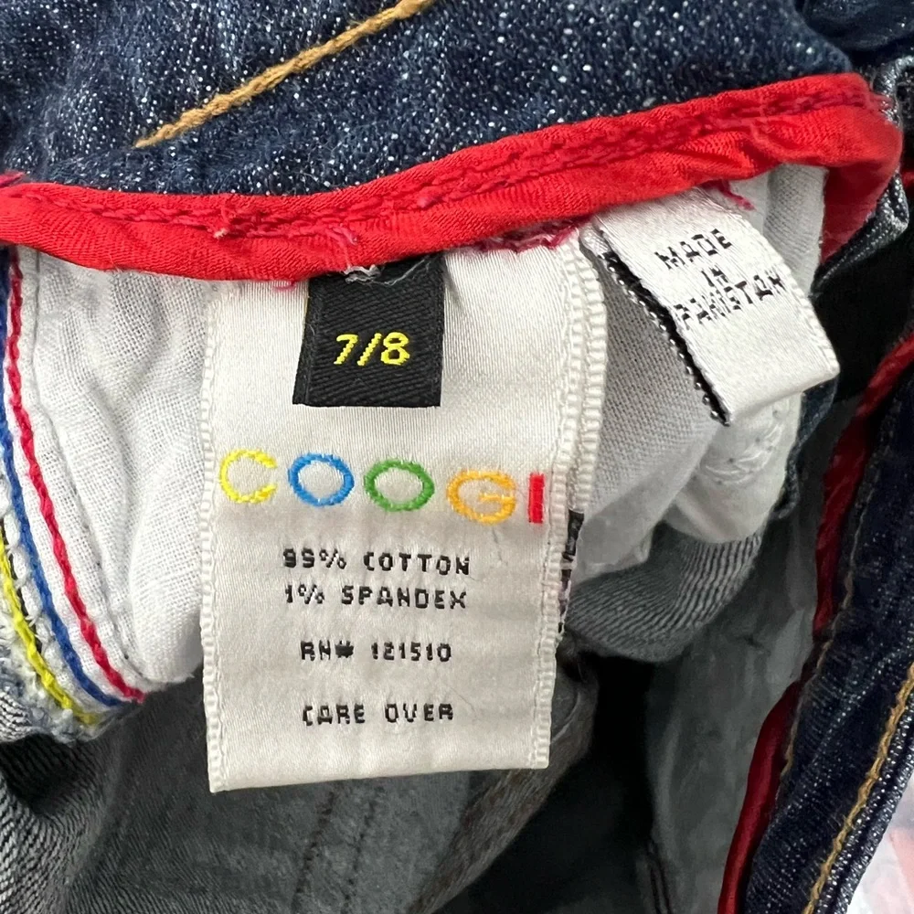 Coogi Australia Vintage y2k Denim Jean Shorts Embroidered Colorful Rainbow